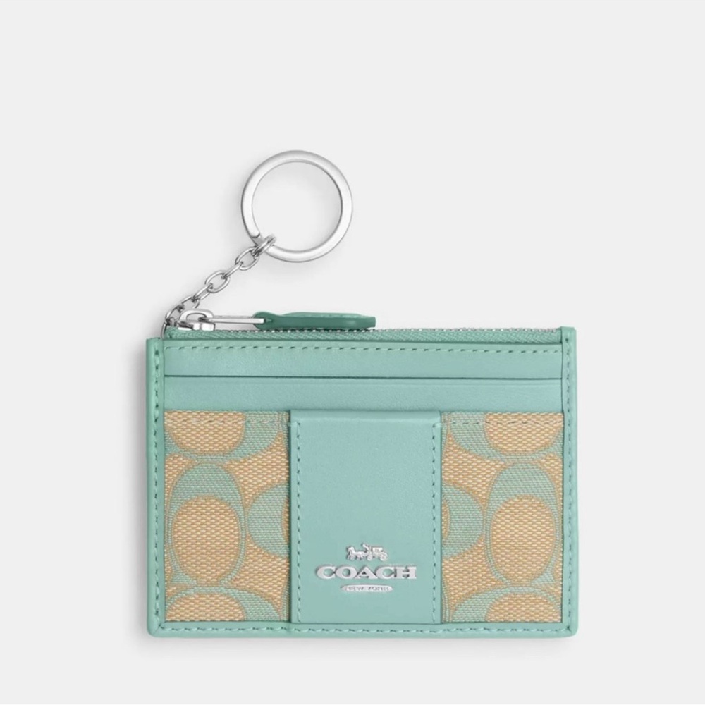 NWT Coach  Mini Skinny Id Case In Signature Jacquard